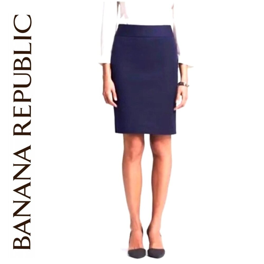 🌸 NWT BANANA REPUBLIC PENCIL SKIRT PETITE 00 SUMMER NAVY